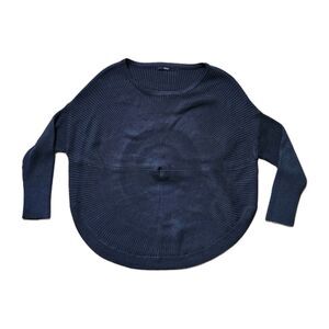 ONLY Ribbed Knit Sweater Round Hem Dolman Sleeve Women's Navy Blue Sz L EUC